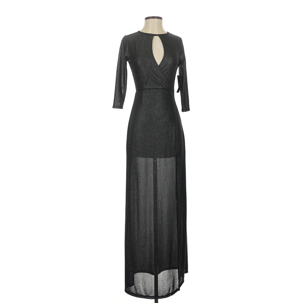 Lulus Small Black Shimmer Maxi Dress | Long Sleeve | New With Tags